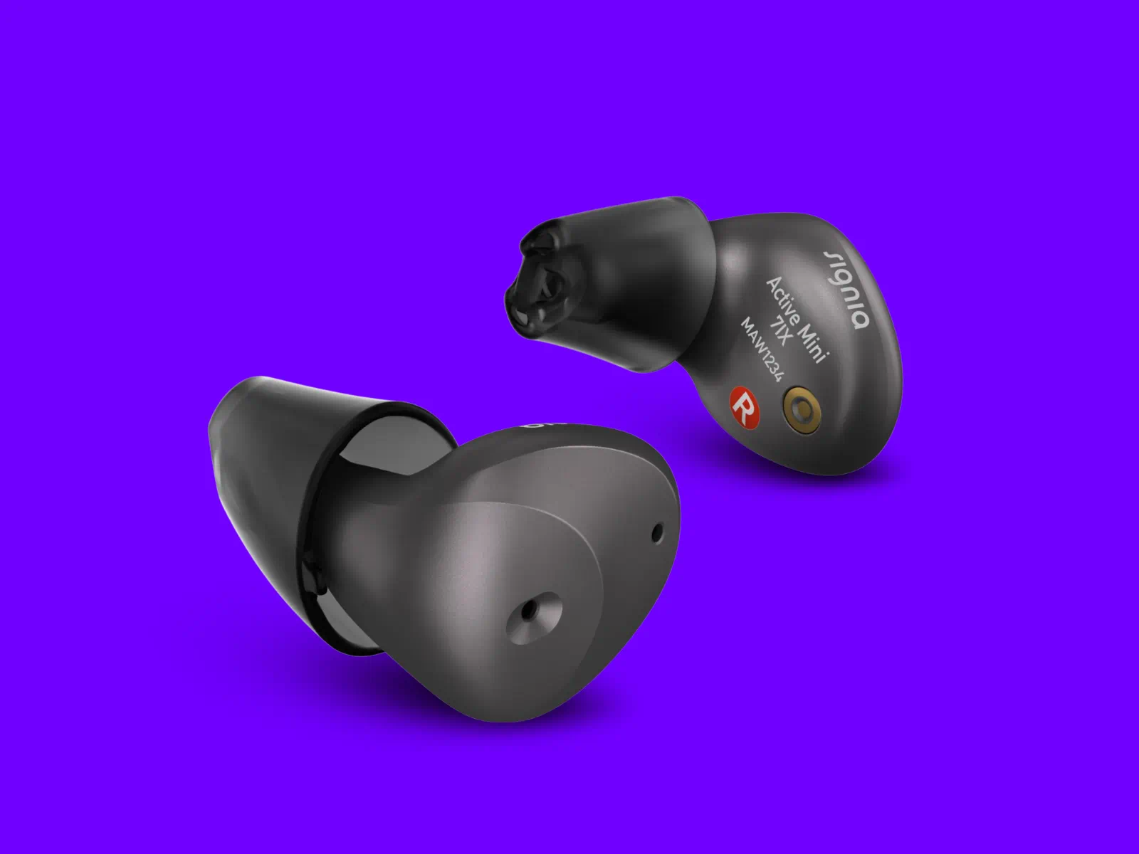 Signia Active Mini IX Product Image On Purple Background