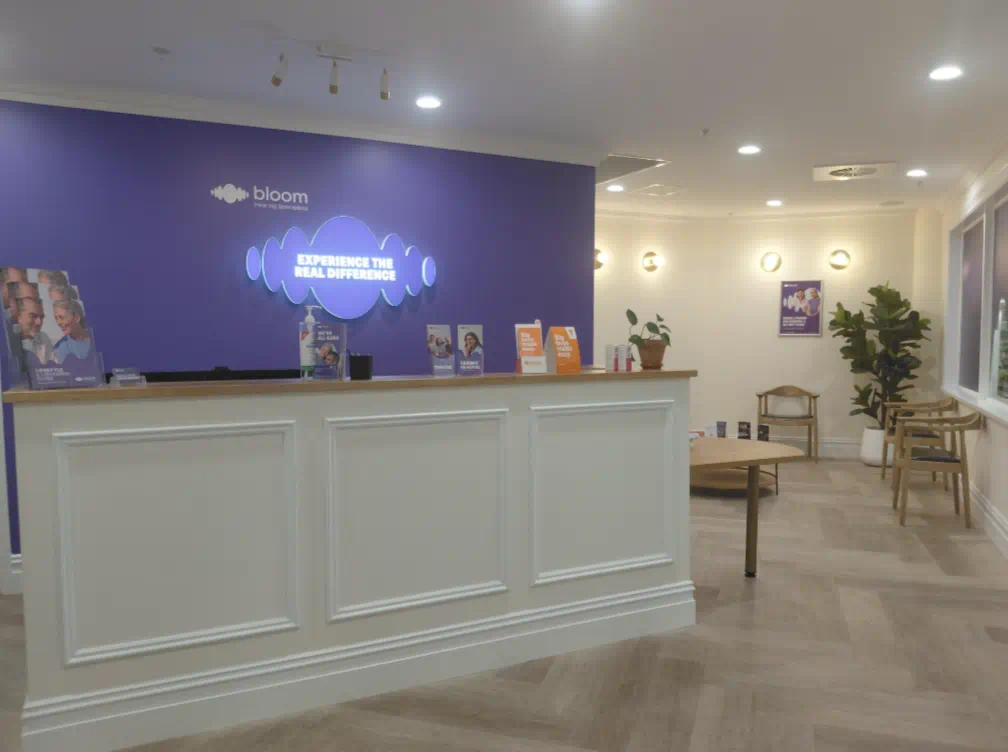 Reception of Dianella store, with Bloom Hearing Specialists Logo.