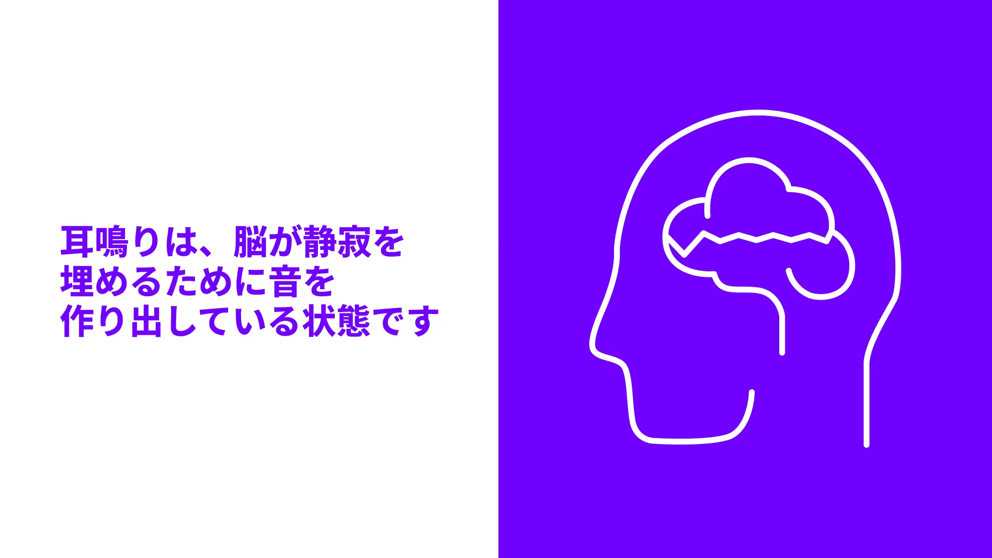耳鳴りと難聴に関する脳の小さな図解を用いたビデオカバー画像。