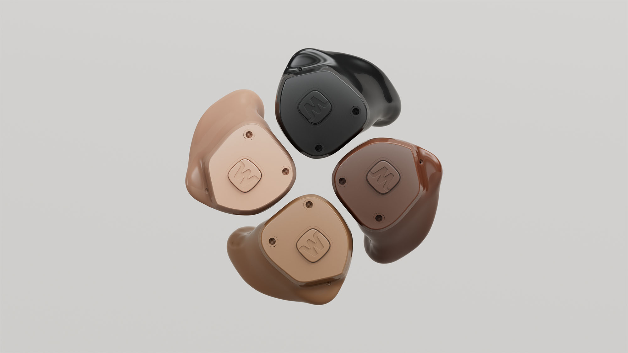 Widex Allure ITE R D hearing aids range in 4 different colours- nearly invisible in-the-ear