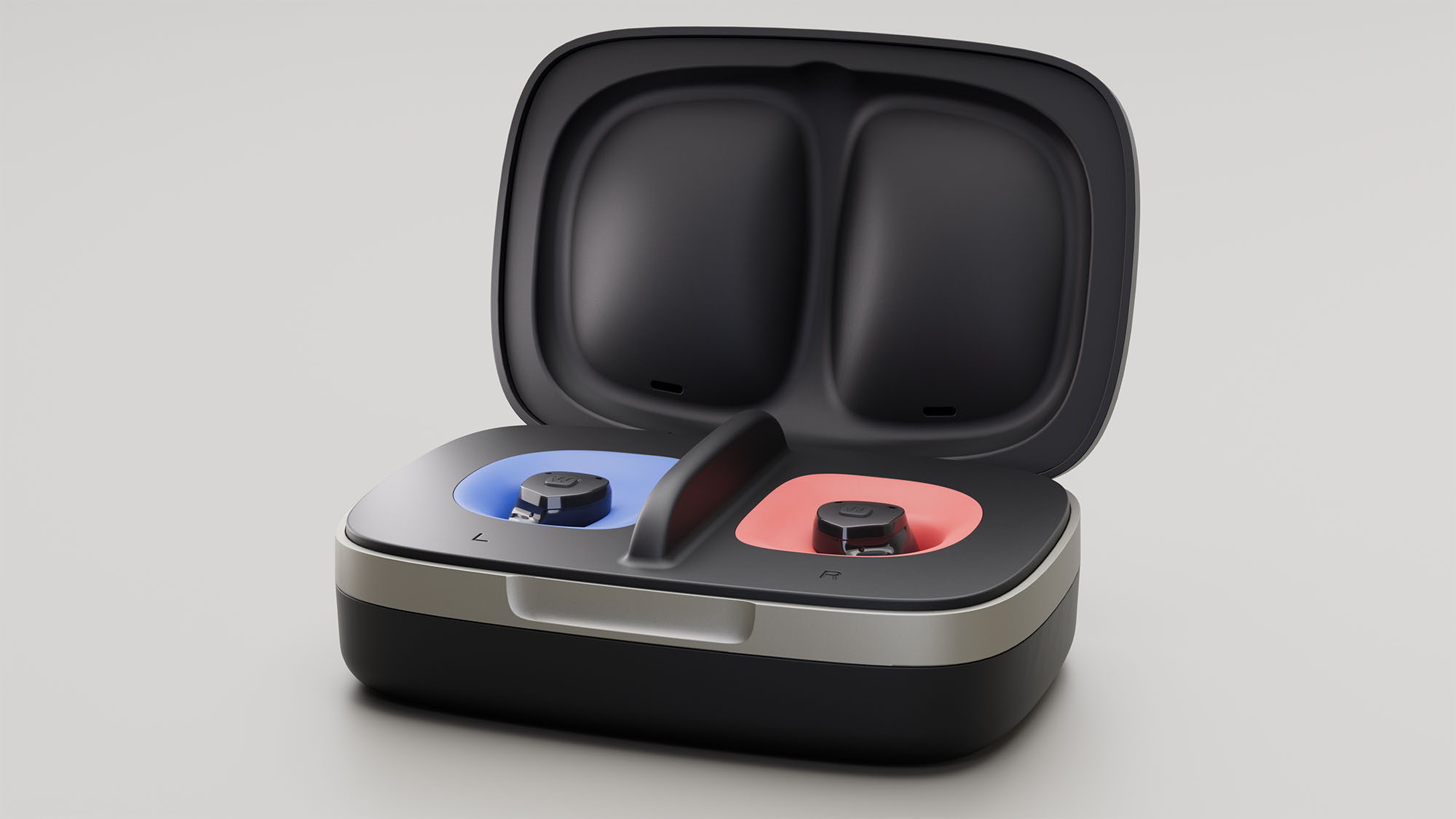 Widex Allure ITE R D hearing aids charging in charger- nearly invisible in-the-ear