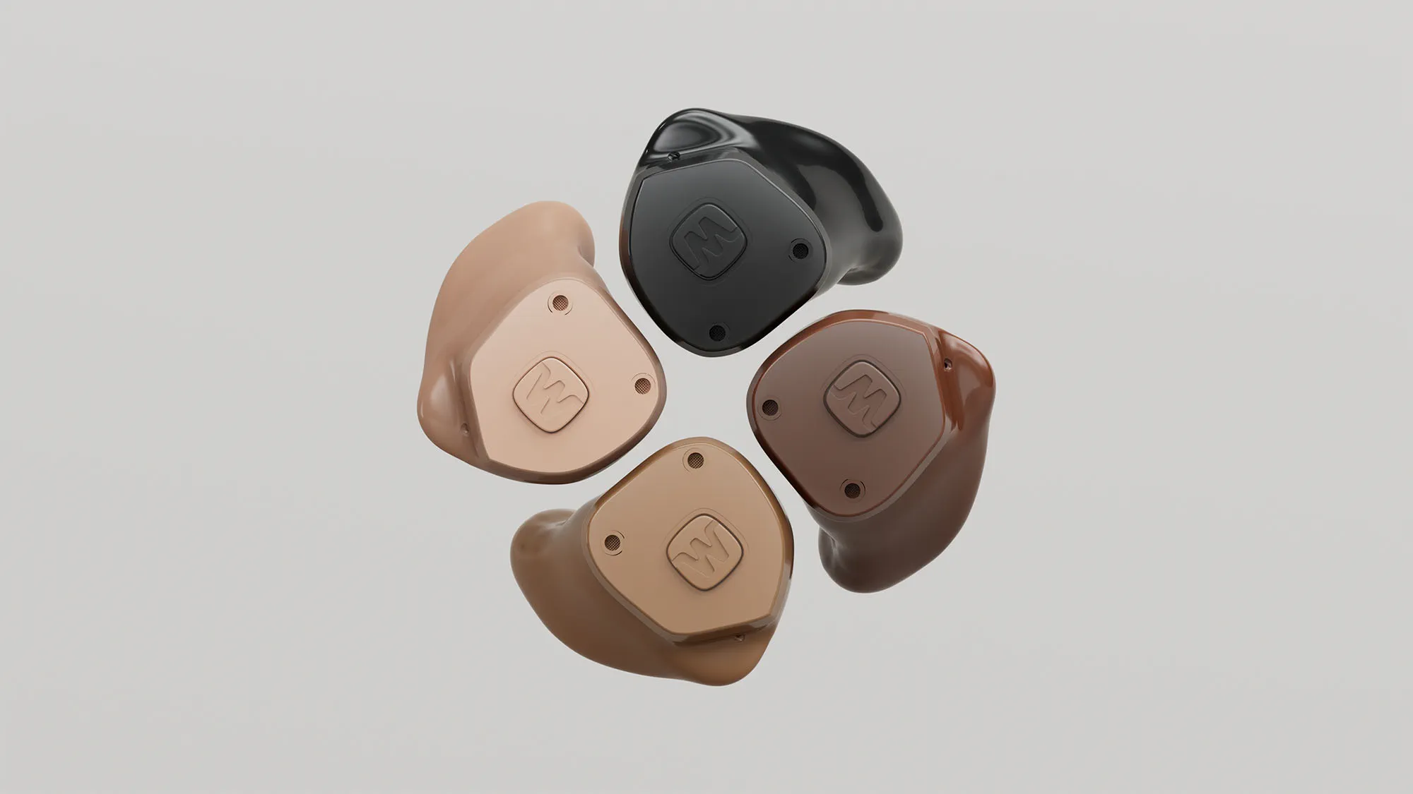 Widex Allure ITE R D hearing aids range in 4 different colours- nearly invisible in-the-ear