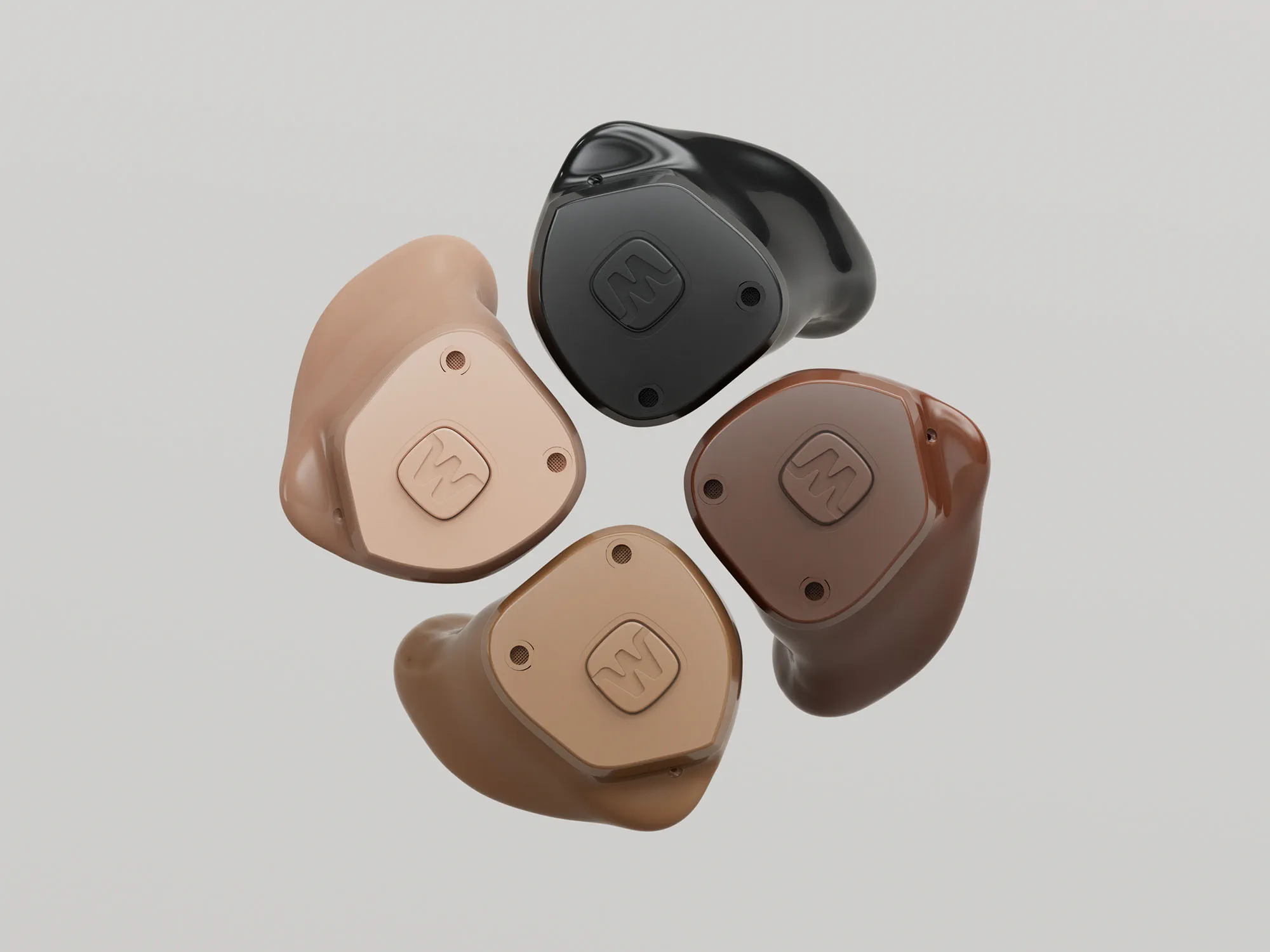 Widex Allure ITE R D hearing aids range in 4 different colours- nearly invisible in-the-ear