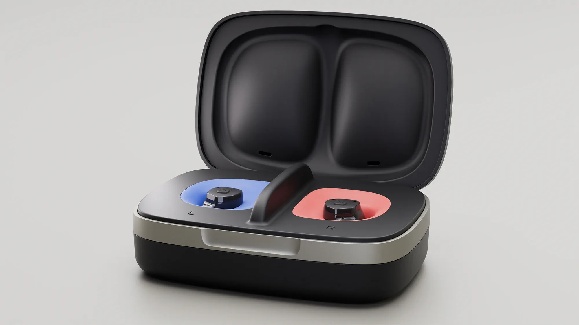 Widex Allure ITE R D hearing aids charging in charger- nearly invisible in-the-ear