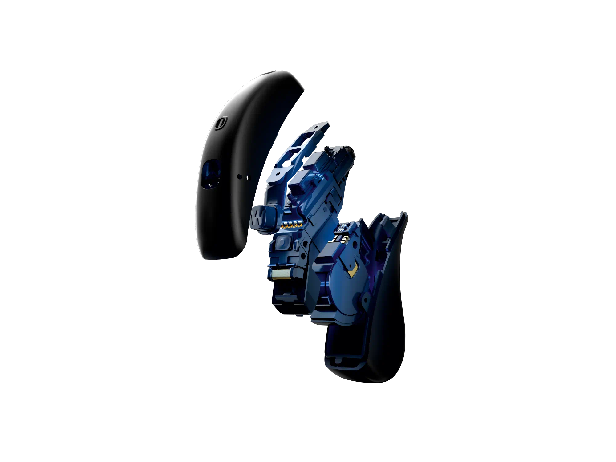 Widex Moment hearing aid showing the hearing aid taken apart technology for best sound