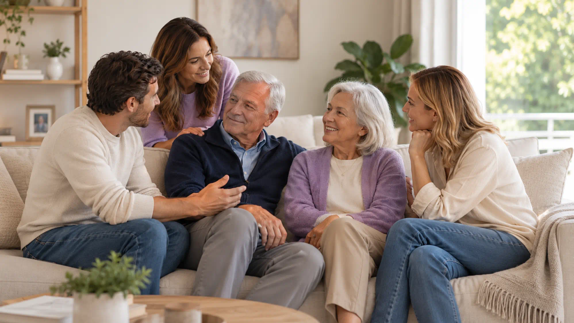 família reunida a conversar