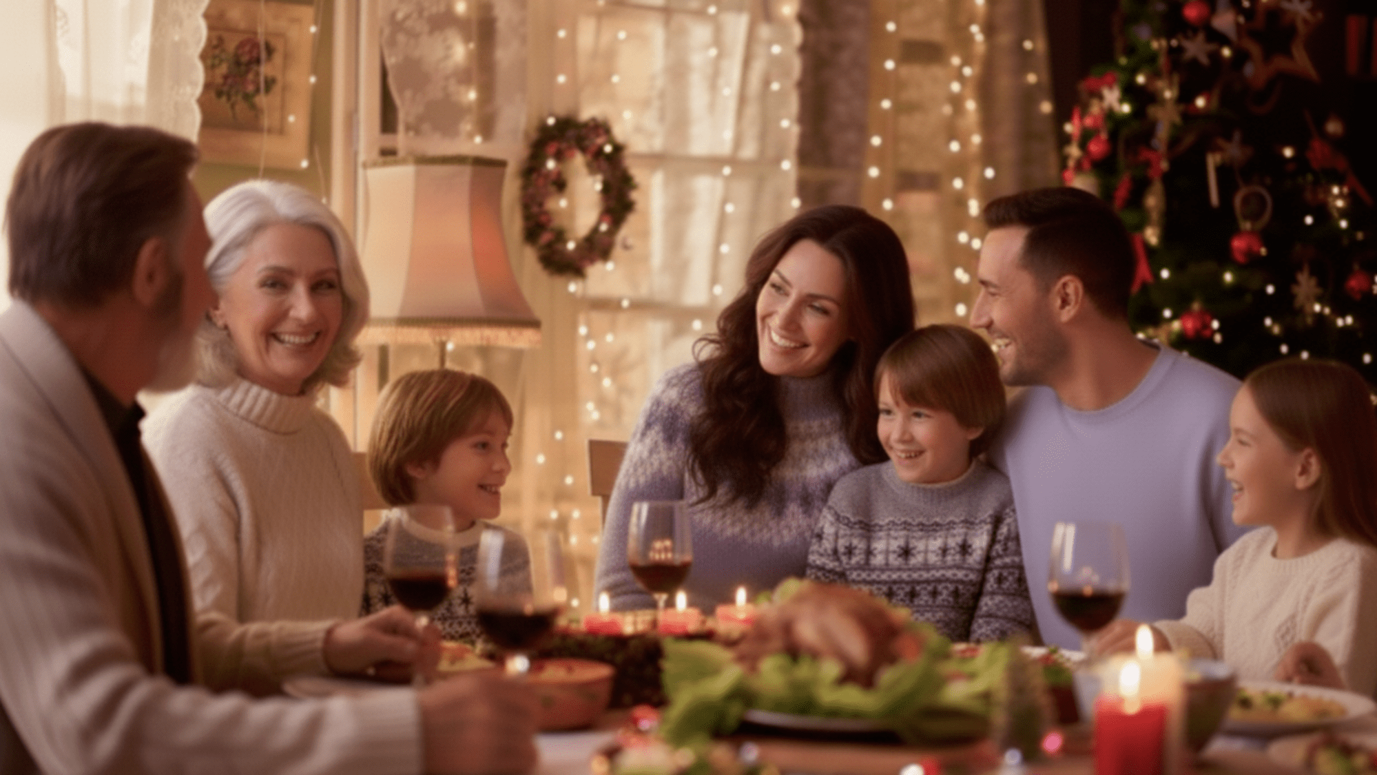 Família reunida à mesa de Natal