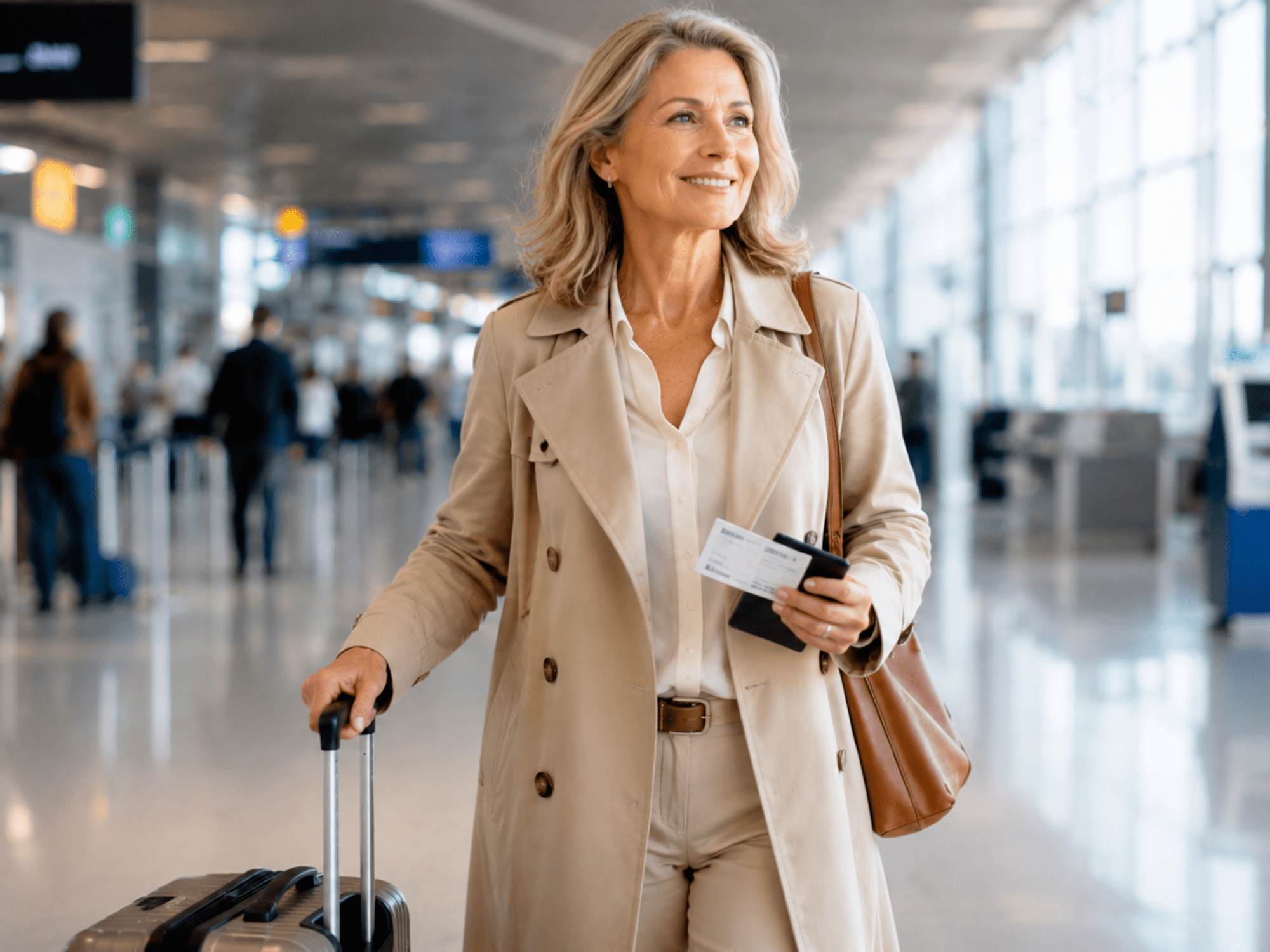 Mulher em aeroporto
