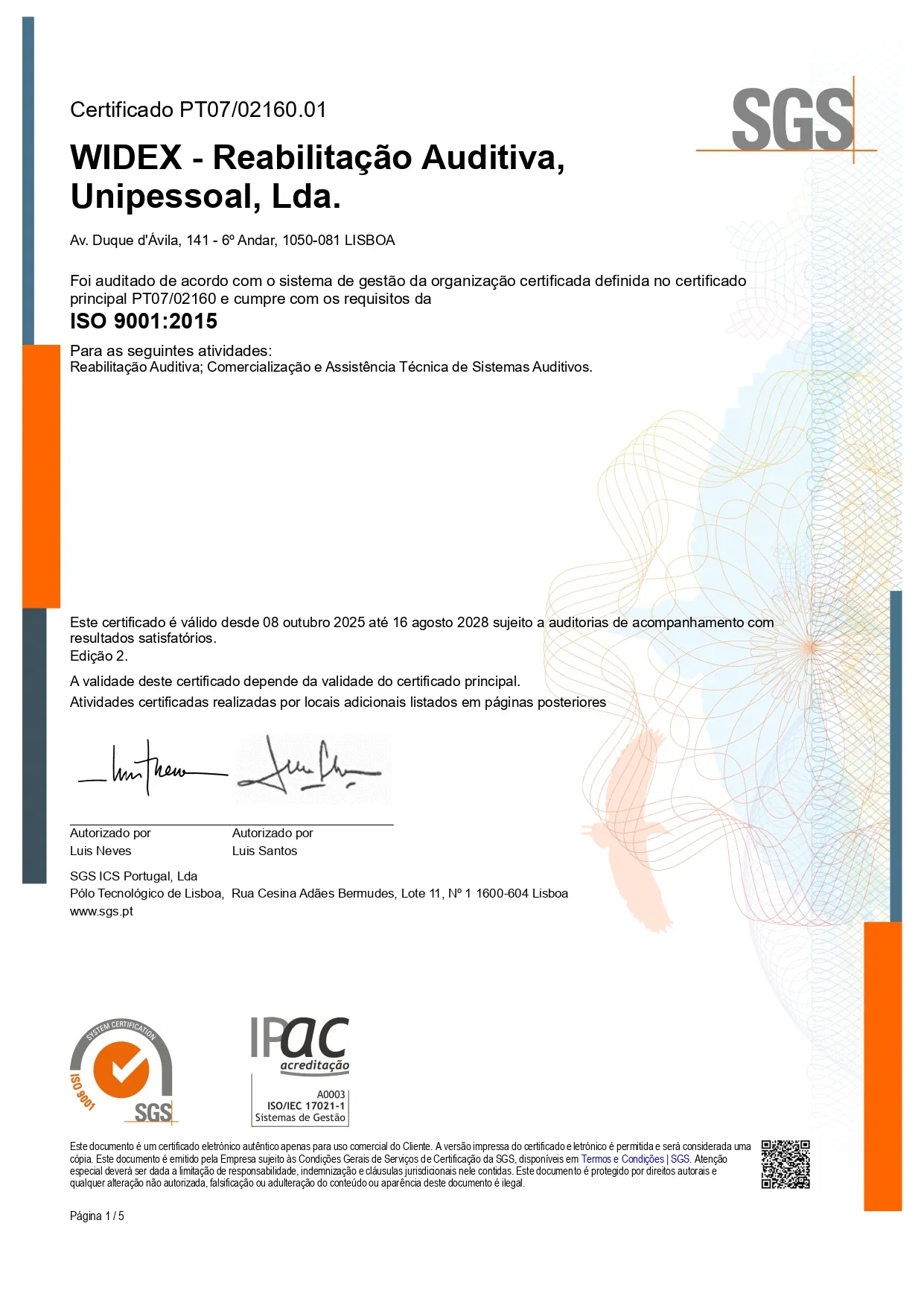 Certificato SGS ISO 9001