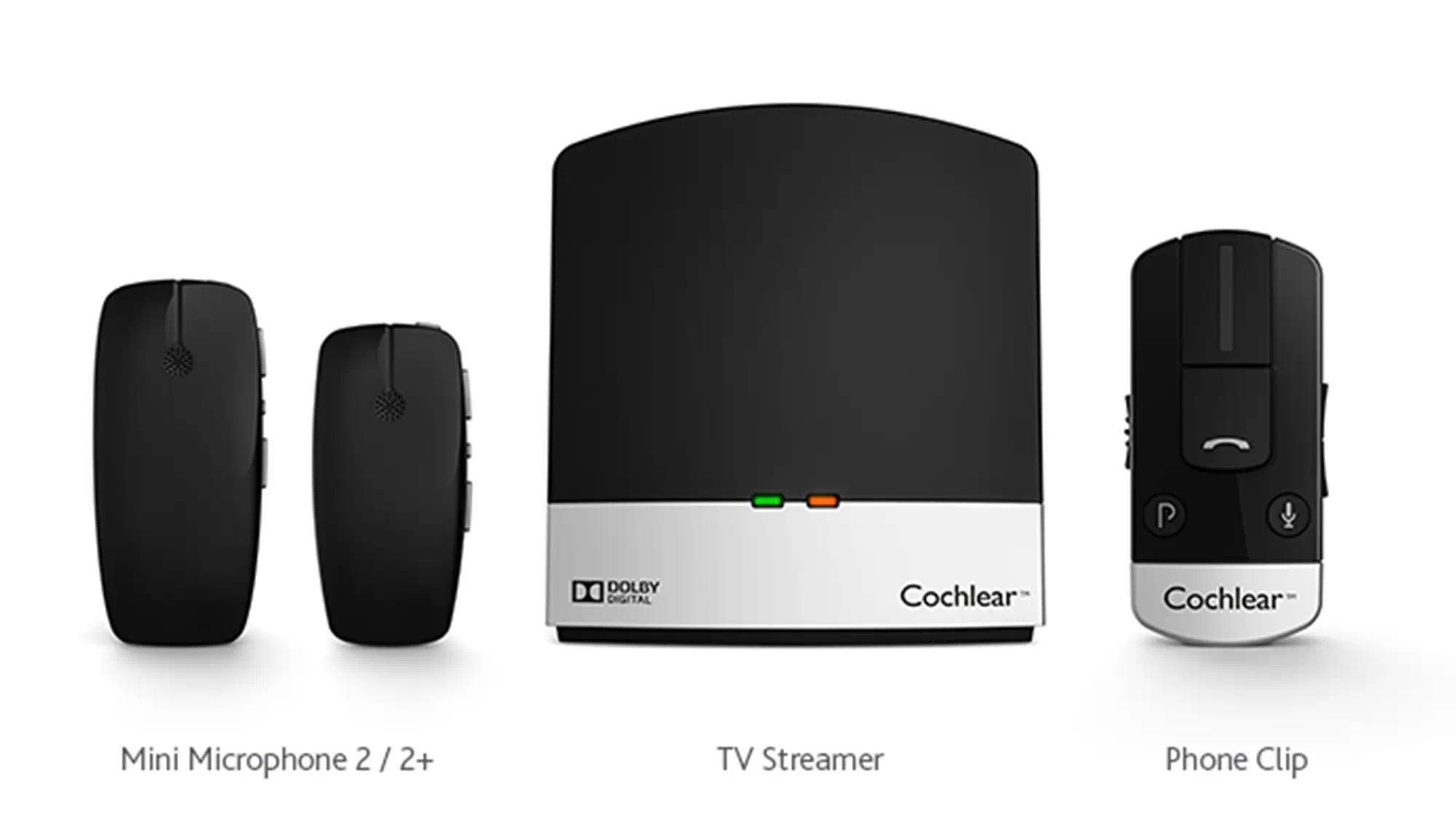Cochlear accessories with Mini Microphone, TV Streamer and Phone Clip to help you hear better with Cochlear implants - true wireles
